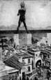 This drawing of Colossus of Rhodes, which illustrated The Grolier Society's 1911 Book of Knowledge, is probably fanciful, as it is unlikely that the statue stood astride the harbour mouth.